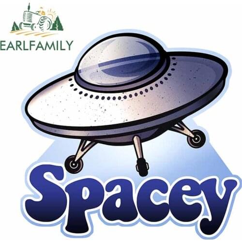 EARLFAMILY 13cm x Cm for Flying Saucer Spacey Decal Windows RV Trunk Windshield Car Stickers Refrigerator Cartoon Vinyl Car Wrap
