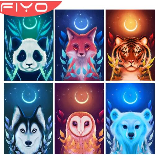 FIYO 5D Diamond Painting Animals Tiger Diamond Mosaic Panda Owl DIY Full Round Diamond Embroidery Cross Stitch Rhinestone Art