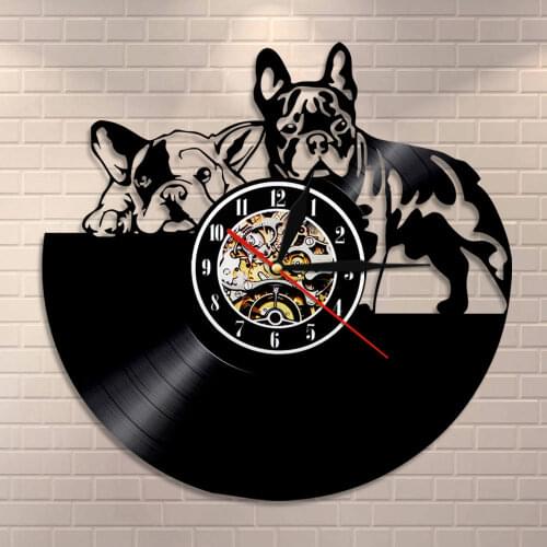 French Bulldog Made Of Vinyl Record Modern Couple Wall Art Home Decor Wall Clock Puppy Dog Wall Clock Dog Breed Dog Owners Gift