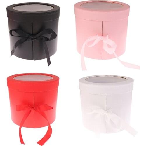 Hot New 4 Colors Double Layers Round Rotating Paper Gift Box Flower Packing Box For Party DIY Decoration