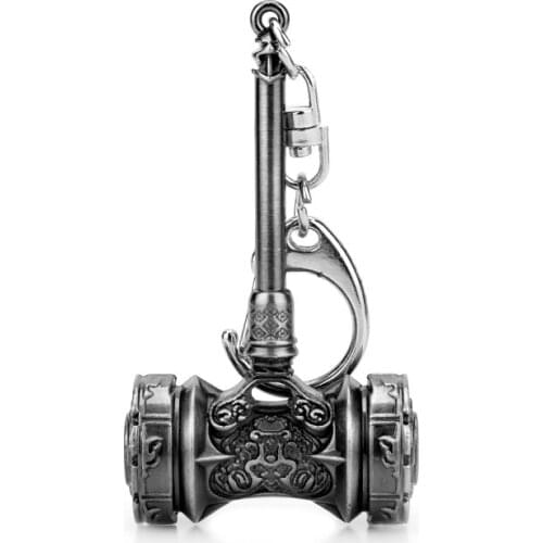 Games Jewelry Key Chain Douro Weapon Model Tang San Hammer Keychains Metal Charm Pendant Keyring Backpack Key Buckle
