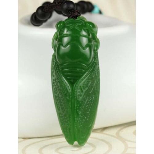 Natural green jade hand-carved cicada, old beautiful pendant hot sale