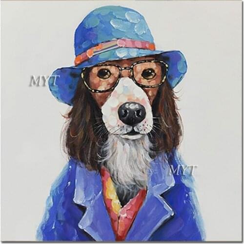 Lovely Dog Picture Hand-painted Cartoon Cute Animal Oil Painting Kids Room Decorative Item Canvas Paintings Wall Art For Home