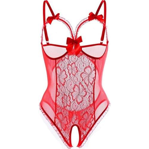 Patchwork Cupless Teddy Bodysuit Female Erotic Open Crotch Transparent Lenceria Mujer Sleeveless One-piece Sexy Lingerie RS80922