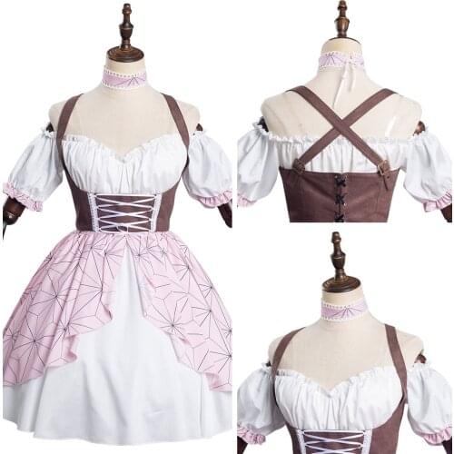 Anime Demon Slayer Kamado Nezuko Cosplay Costume Lolita Dress Outfits Halloween Carnival Suit