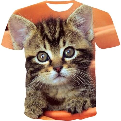 2021 summer mens latest animal print T-shirt hip-hop clothing 3D quick-drying top cute kitten bird
