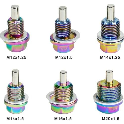 M12 M14 M16 M20*1.5 / 1.25 Neo Chrome Aluminum Magnetic Oil Drain Bolt Oil Sump Drain Plug Nut Oil Drain Plug Magnetic Locknut