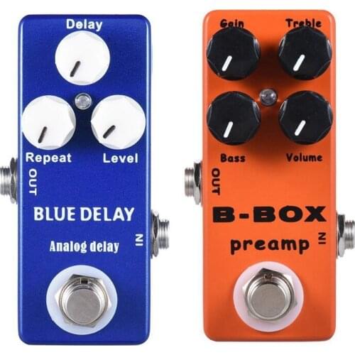 Mosky Deep Blue Delay Mini Guitar Effect Pedal True Bypass & MOSKY B-Box Electric Guitar Preamp Overdrive Effect Pedal