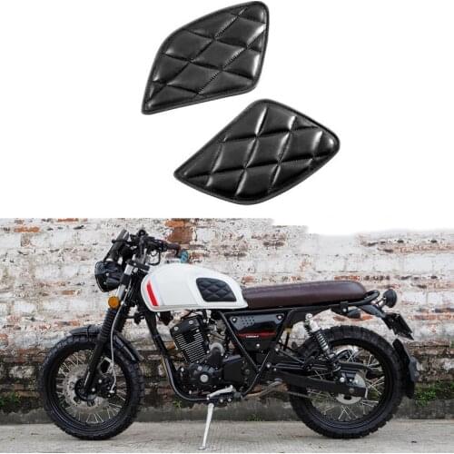 Motorcycle Tank Sticker Retro Motorbike Tank Protection Vintage Decoration Cafe Racer Style Knee Grip Moto Tank Pad(Black)