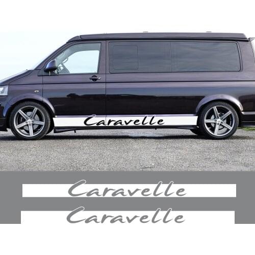 2PCS Car Styling Stickers For Volkswagen VW Caravelle T5 T6 Stripes Letters Decals Racing Sport DIY Auto Tuning Accessories