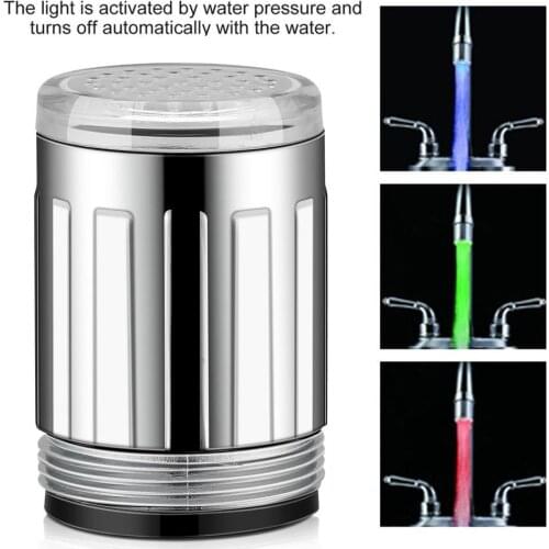 Luminous Light-up LED Water Faucet Shower Tap Basin Water Nozzle Bathroom Kitchen Heater Faucets thermostat Blue 3Color 7 Colors