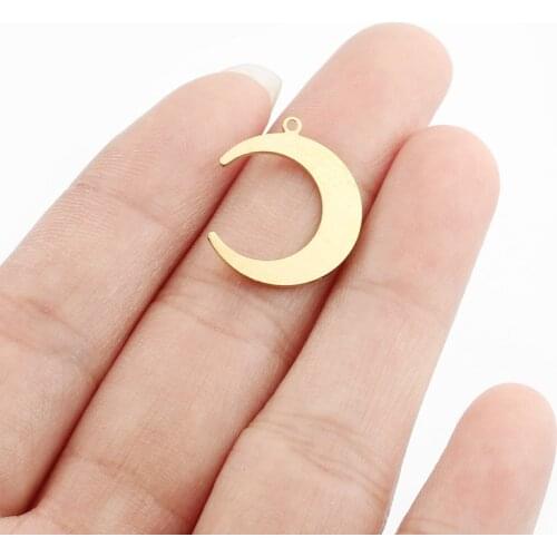 20pcs Raw Brass Charms Moon Shape Mini Pendant Diy Earring Bracelet Pendant Accessories Making Findings