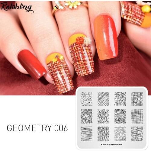 New Nail Art Stamping Plates Letters Design 3D Geometry Series Manicure Stamping Templates Professional Stamper Stencil Nail Art