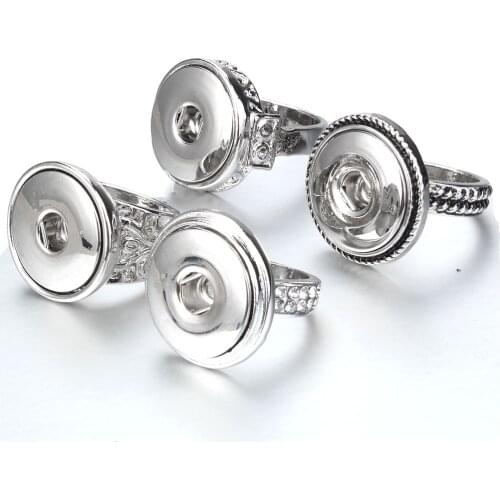 New Snap Jewelry Metal Snap Button Ring 18MM 12MM DIY Party Ring Interchangeable Rings for Women Men Rings Drop Shipping