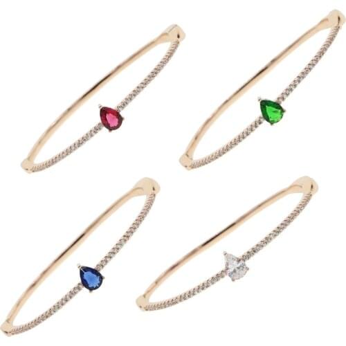 New Arrival Hot Sell Top Quality AAA CZ Crystal Bracelet Bangle for Women waterdrop Crystal Rose Gold Color Wedding Jewelry