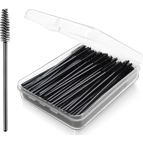 Disposable Mini Eyelash Brush Mascara Wands, eyebrow brushes,eyelash extension applicator - Container Pack of 100 pieces