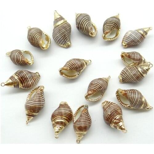 Wholesale Conch Shell Sea SHELL Gem Quartz crystal charm pendant for diy Jewelry making necklace earrings Accessories 6pcsA1