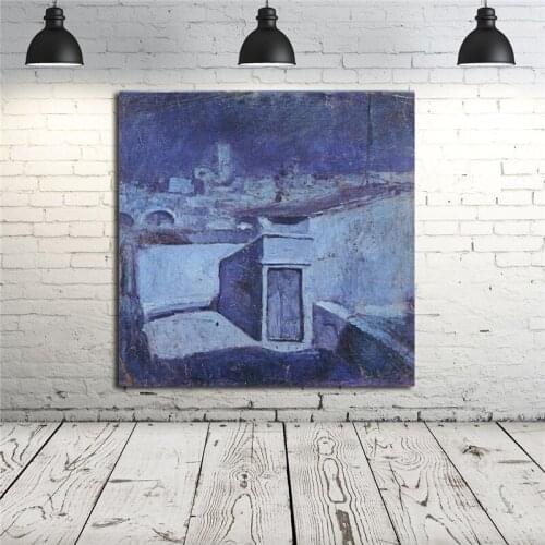 Pablor Picassoes Blue Period Roofs Of Barcelona Wall Art Canvas Posters Prints Oil Painting Wall Pictures For Bedroom Home Decor