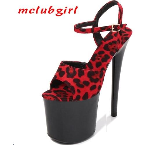 Model High Heels Thin Heeled Sexy Waterproof Platform 17cm20cm Hate Sky High Ultra-High Heel Leopard Print Sandals LFD-181-27