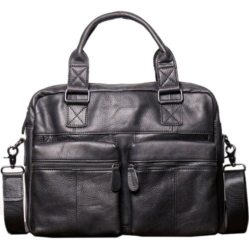 Fashion Men Briefcase Tote Business Office Bags Male Shoulder Bag Genuine Leather Messenger Bag 14 inch Computer Laptop Handbag