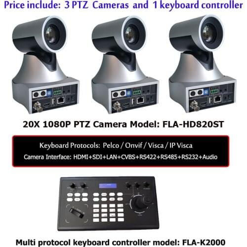 IP Visca Keyboard Remote Controller 20x Zoom Auto Focus Full HD SDI HDMI Audio Video Conference Camera