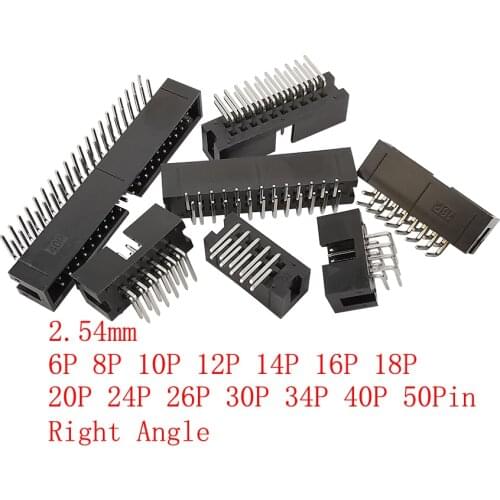 10Pieces/lot Black DC3 2.54mm Pitch Socket Header Connector 6P - 50Pin Right Angle ISP Male Double-spaced IDC JTAG Box Headers