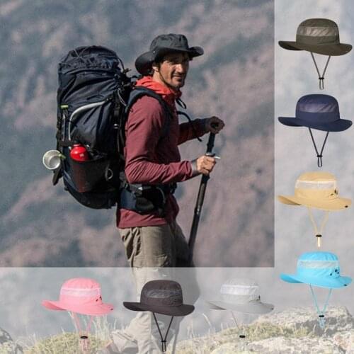80%HOTFisherman Hat Wide Brim Sun Protection Unisex Lightweight Breathable Net Fishing Hat for Beach