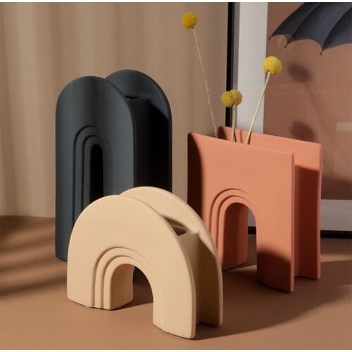 Nordic U-shape Minimalism flower Pot Geometric Morandi vases flowers vases for homes Plants Arrangement Pot vase decoration home
