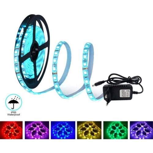 5M 10M LED Strip SMD 5050 12V 60 leds/m Non Waterproof Flexible RGB Tape Ribbon+IR Remote Controller+12V 2A 3A Power