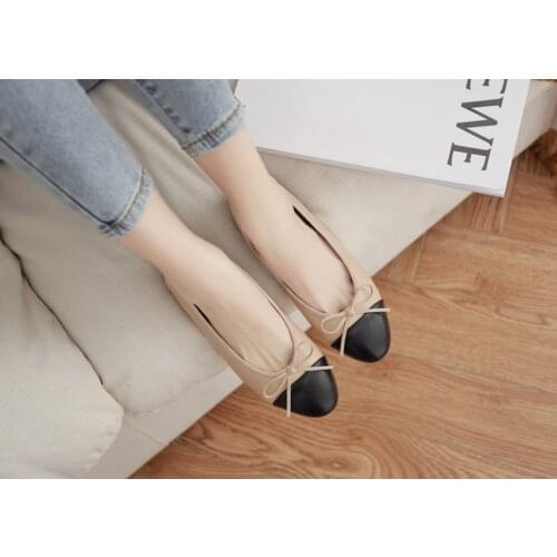 Plus Size 34-41 Genuine Leather Shoes Women Luxury Designer Mixed Color Loafers Casual Flat Shoes Cover Feet Woman Ballet Shoes