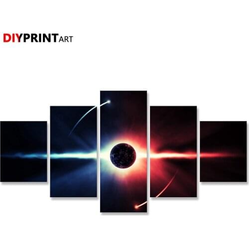 Amazing Space Universe Space 5 Panel Wall Decor Canvas Art Paintings for Bedroom Decoration A2023