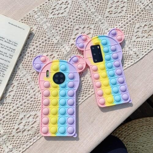 Stress Reliever 3D Mouse Ear RainBow Bubble Beans Case For Samsung Galaxy S9 S10 S20 Plus Note10 Note20 Soft Gel Silicone Cover