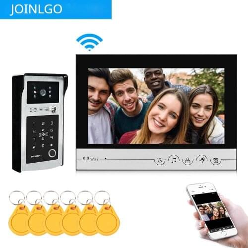 9" Screen Wifi Video Intercom System Door Phone RFIC Fingerprint Keypad Code Doorbell 120 Degree Wide Angle Camera Remote Unlock