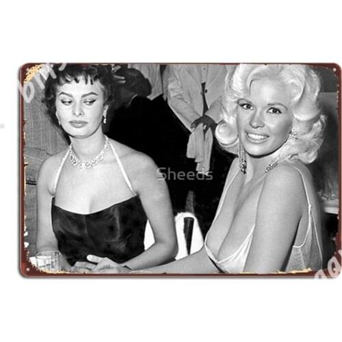 Jayne Mansfield And Sophie Loren Metal Signs Wall Cave Wall Vintage Plaques Tin sign Posters
