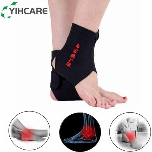 YihCare Selfheating Adjustable Tourmaline Ankle Support Brace Ankles Protector Magnetic Therapy Pain Relief Foot Massager Pad
