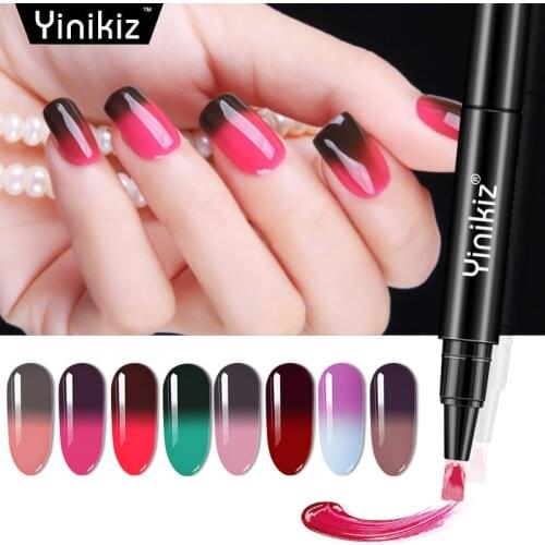 Yinikiz Thermal Change Nail Gel Pen Lacquer Temperature Gel Polish UV Thermo Chameleon Hybrid Varnish Gel Polish
