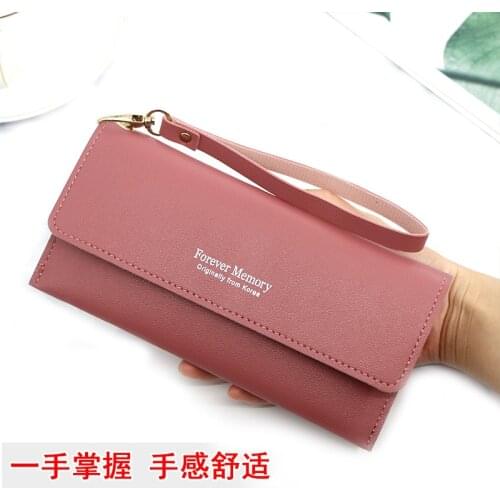 Women Long Wrist Purses PU Leather Pure Color Simple Wallet Female Coin Purse Girls Card Holder