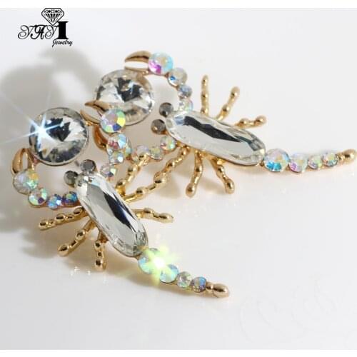 YaYi Jewelry White Glass Scorpion Dangle Women Ancient Gold Color Wear Ear Band Tassel Wedding Stud Drop Hoop Clip Earrings