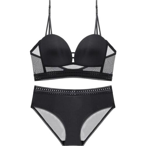 Womens sexy U-shaped big backless beautiful back bra, small chest gather bra, lace glossy invisible comfort bra set WT111