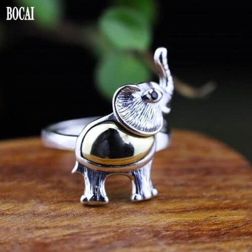 New fashion S925 Silver fashion Jewelry Thai Silver Handmade Lady Elephant Ring 100% real 925 Silver Woman Rings