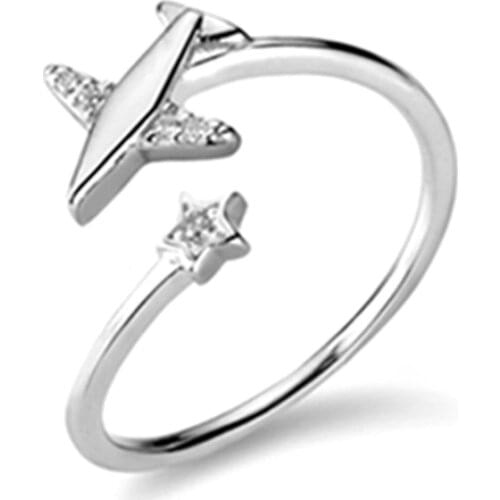 Star And Airplane Ring Fashion Retro Adjustable Opening Finger Ring For Women Party Trendy Jewelry