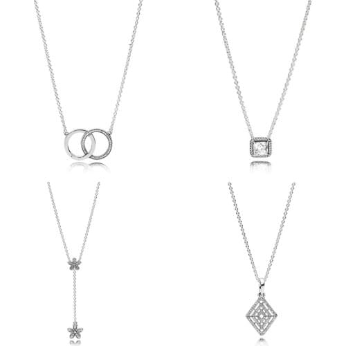 NEW High quality fashion women 100% 925 sterling silver new necklace CZ for female fit diy chain jewelry accessories