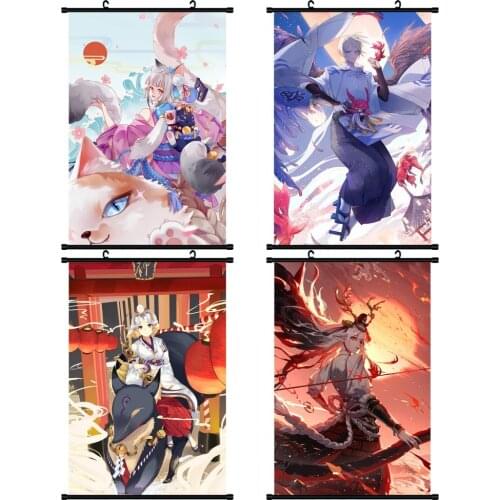1pcs New Anime Game Onmyoji Printed Scroll Picture Poster Cosplay Accessories Wall Decoration for Women Men Gift