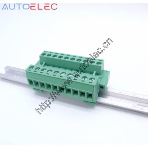 10Sets PCB plug terminal screw connection with ear 5.08mm 10Pin with flang NS15mm Din Rail Mounting Pluggable pcb connector