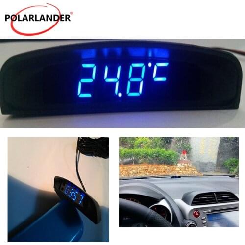 12V Car Electronic Clock 3 In 1 Interior Temperature Meter Voltmeter Car Auto Digital LED