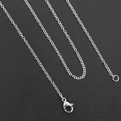2.2x2.5mm Stainless Steel Silver tone Cross Chain Necklace with Lobster Clasp, Fashion Floating Locket Chain 45CM 50CM