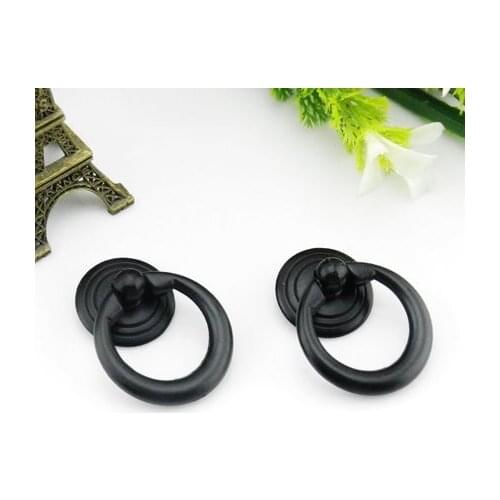 2Pcs Furniture Handle Black Kitchen Cabinets Pull Handle Knobs Drawer Door Ring