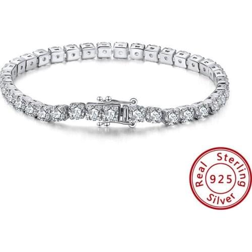 Moissanite Gemstone Bangle 100% 925 Sterling Silver Charm Wedding Bracelet Fine Jewelry Wholesale Drop Shipping