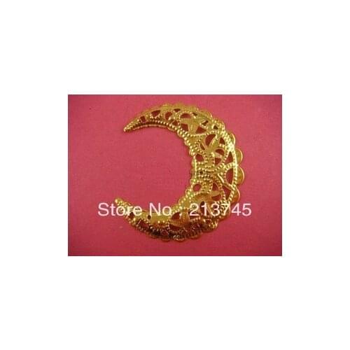 Freeshipping 40mm gold Color Crescent flower piece Mental Beads Cap Jewelry findings Spacers Jewelry accessories