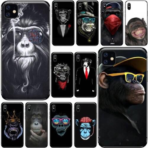 Smoking monkey cool animal Phone Case for iPhone 11 12 pro XS MAX 8 7 6 6S Plus X 5S SE 2020 XR Luxury brand shell funda coque